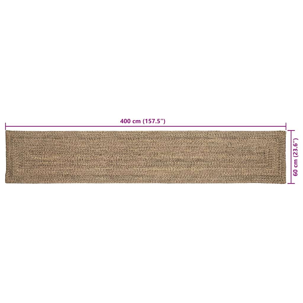 Tapijt Naturel en zwart 60 x 400 cm Jute