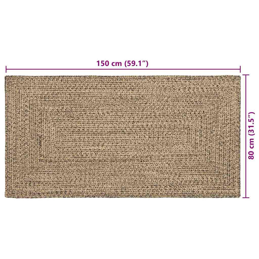 Tapijt Naturel en zwart 80 x 150 cm Jute