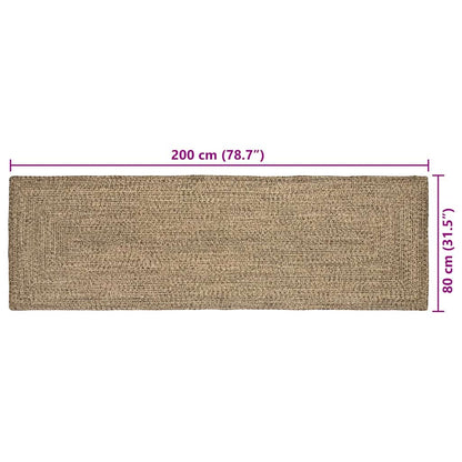 Tapijt Naturel en zwart 80 x 200 cm Jute
