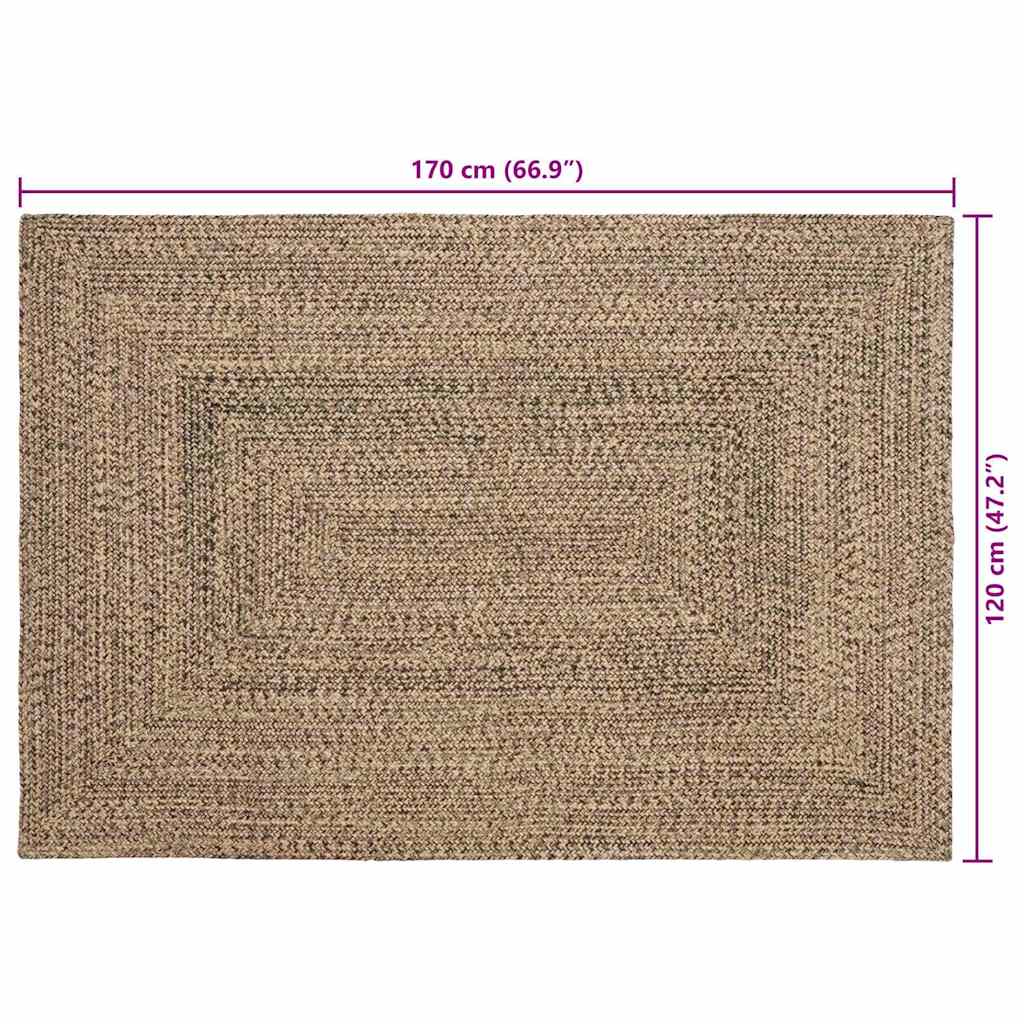 Tapijt Naturel en zwart 120 x 170 cm Jute
