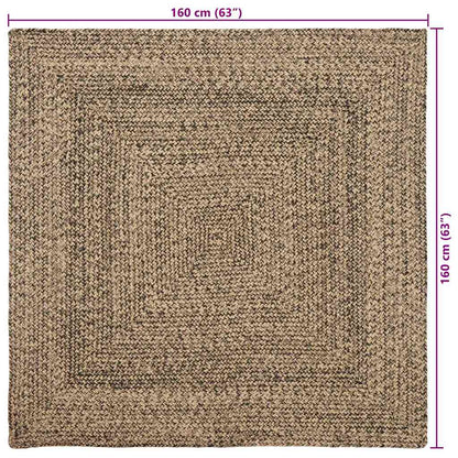 Vloerkleden Vierkant Naturel en Zwart 160 x 160 cm Jute