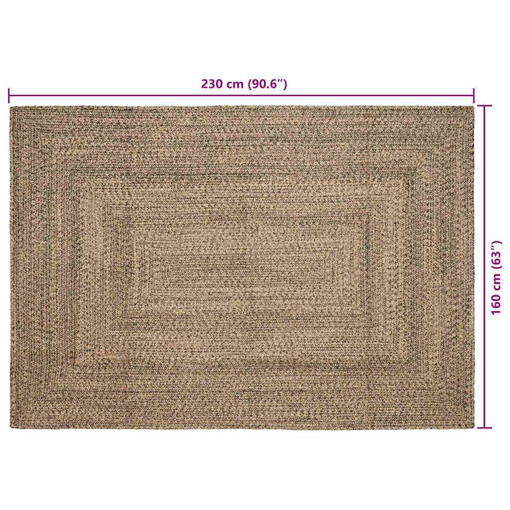 Tapijt Naturel en zwart 160 x 230 cm Jute