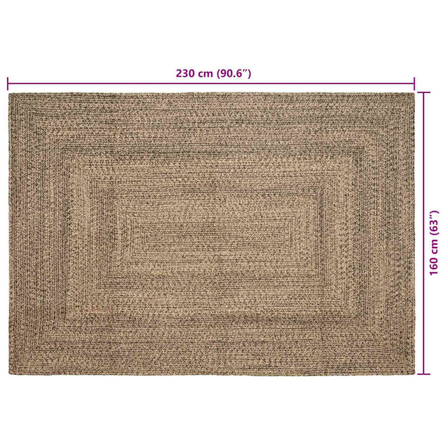 Tapijt Naturel en zwart 160 x 230 cm Jute