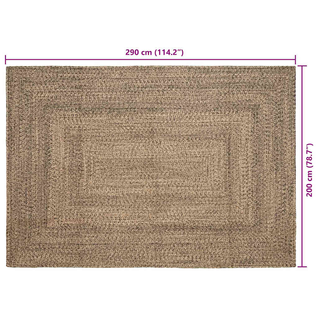 Tapijt Naturel en zwart 200 x 290 cm Jute