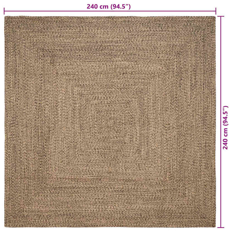 Tapijt Naturel en zwart 240 x 240 cm Jute