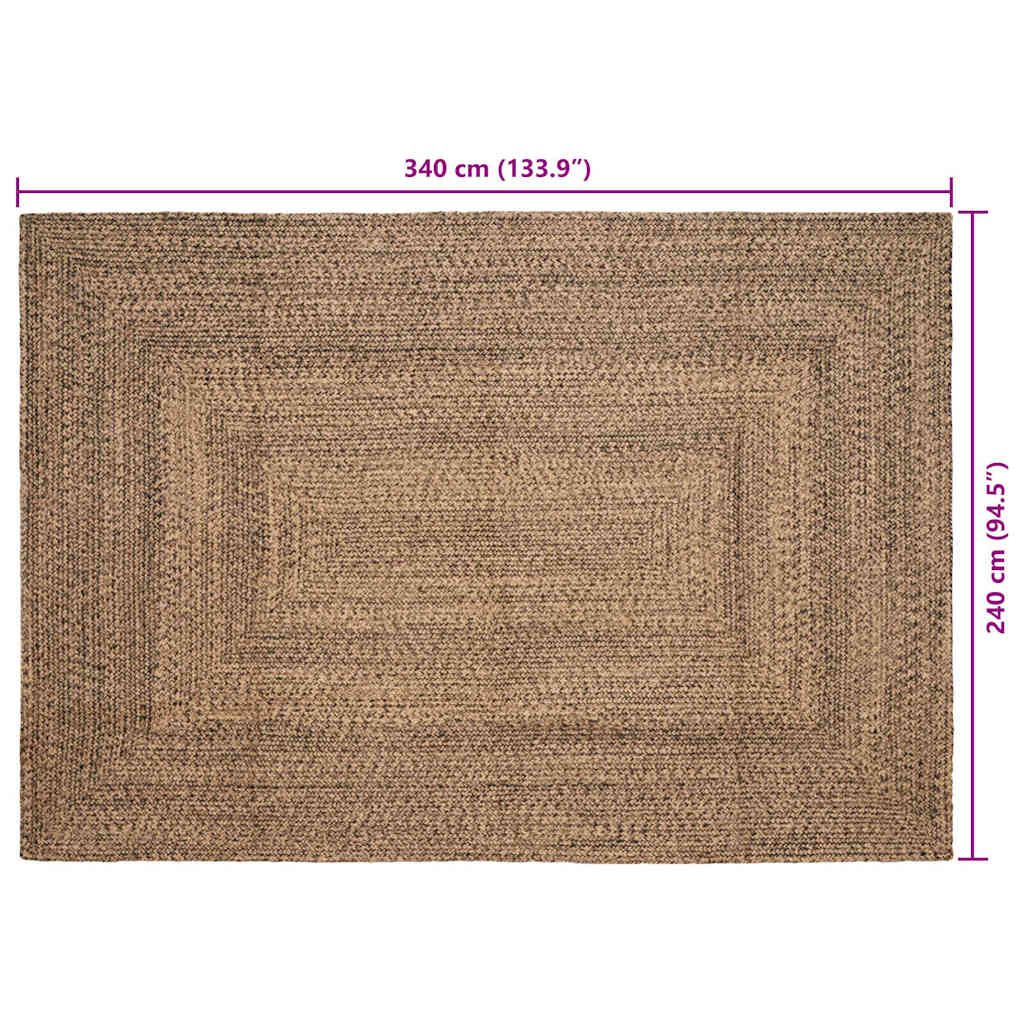Tapijt Naturel en zwart 240 x 340 cm Jute