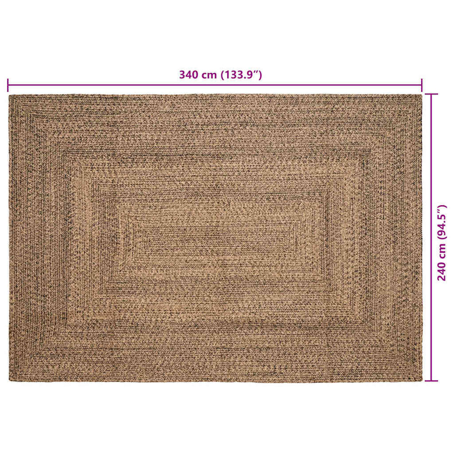 Tapijt Naturel en zwart 240 x 340 cm Jute