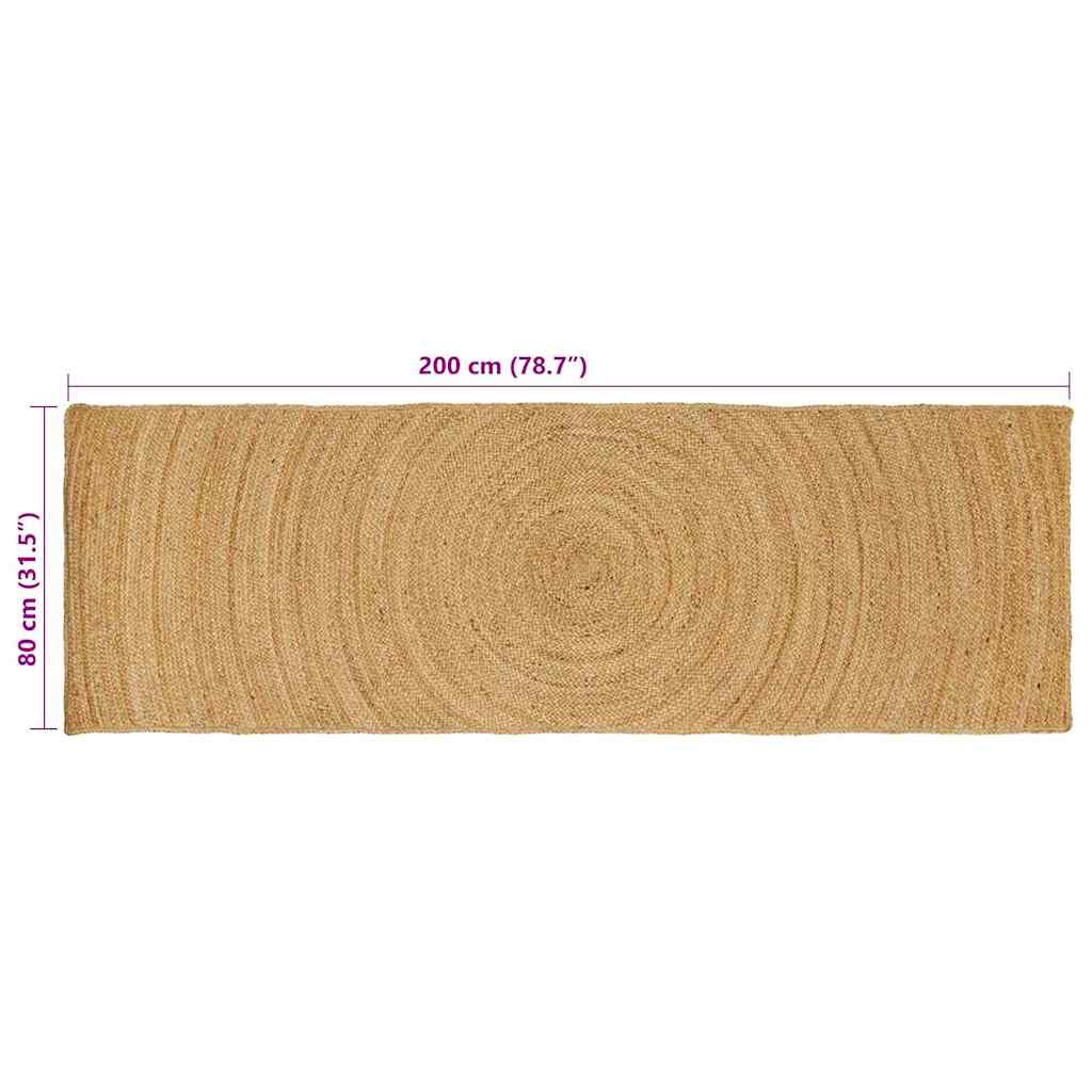 Vloerkleed Bruin Jute 80 x 200 cm Naturel