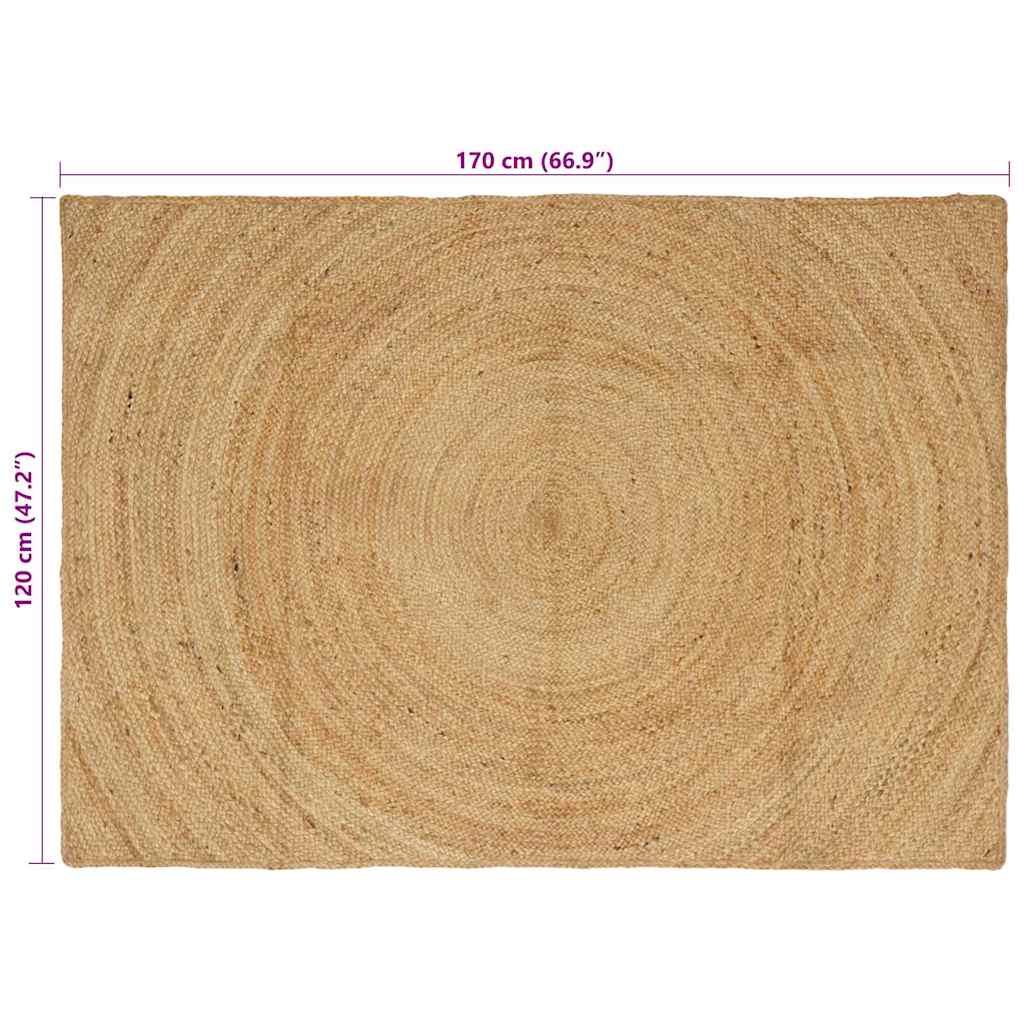 Vloerkleed Bruin Jute 120 x 170 cm Naturel