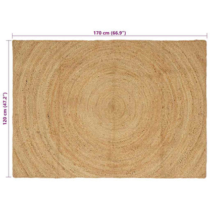 Vloerkleed Bruin Jute 120 x 170 cm Naturel