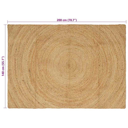 Vloerkleed Bruin Jute 140 x 200 cm Naturel