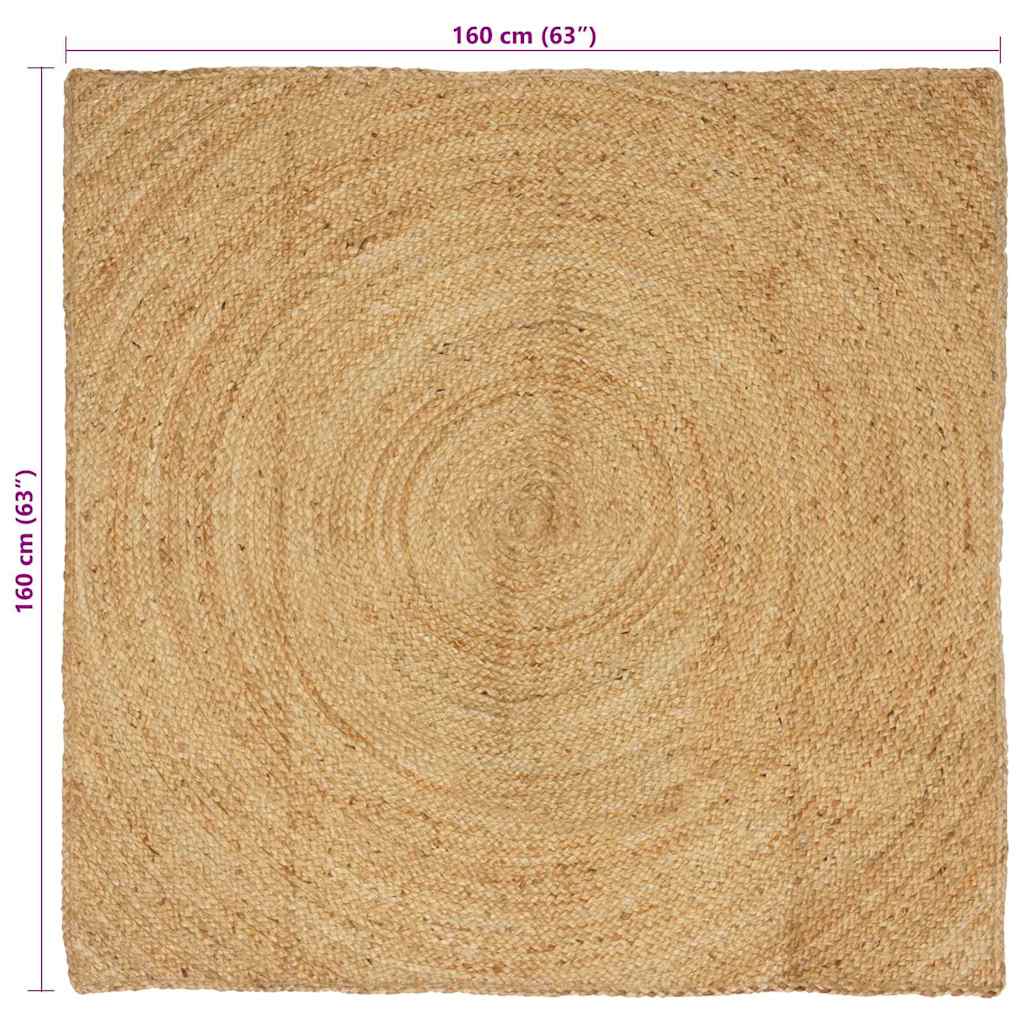 Vloerkleed Bruin Jute 160 x 160 cm Naturel