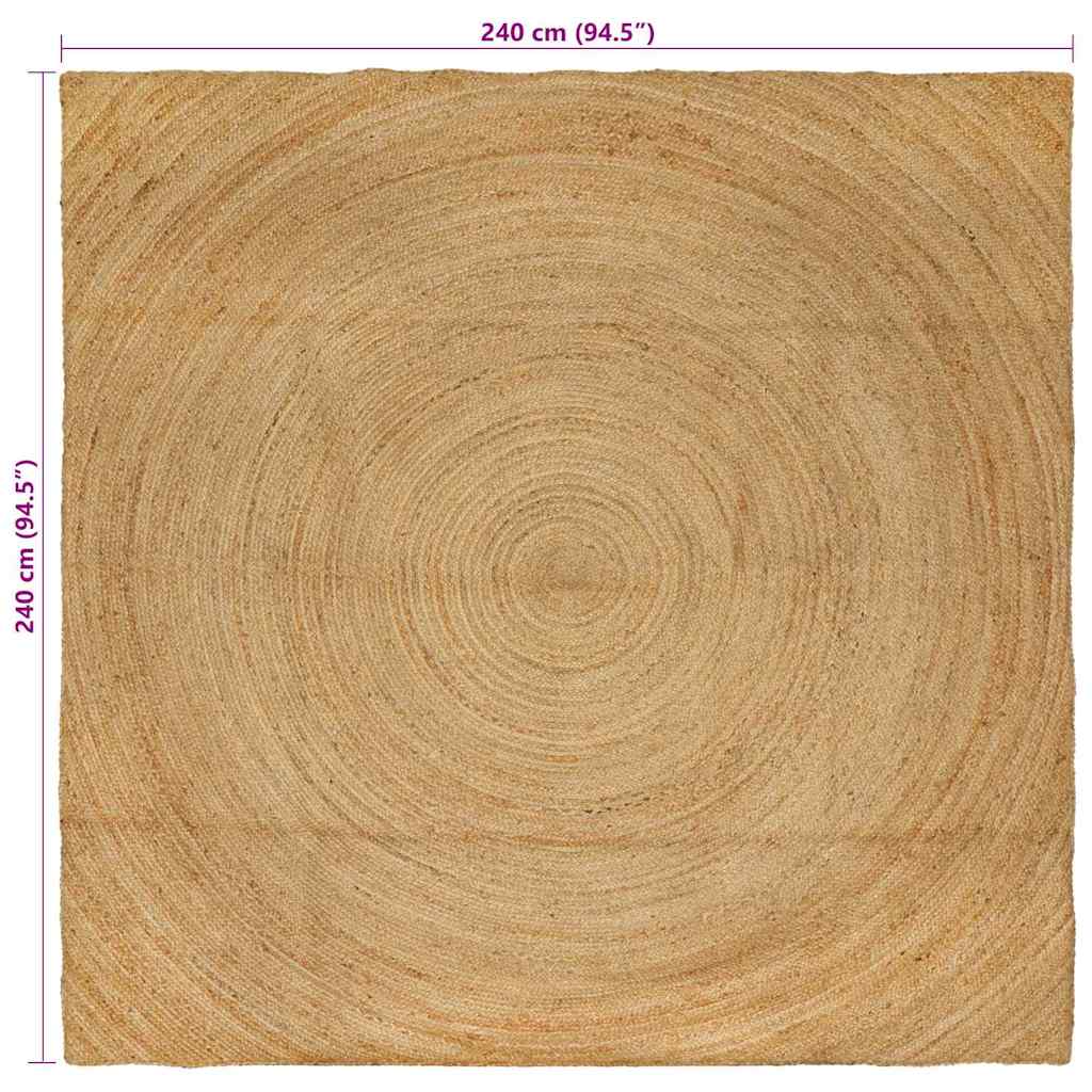 Vloerkleed Bruin Jute 240 x 240 cm Naturel