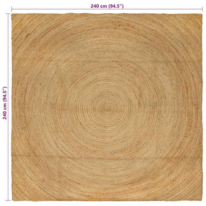 Vloerkleed Bruin Jute 240 x 240 cm Naturel