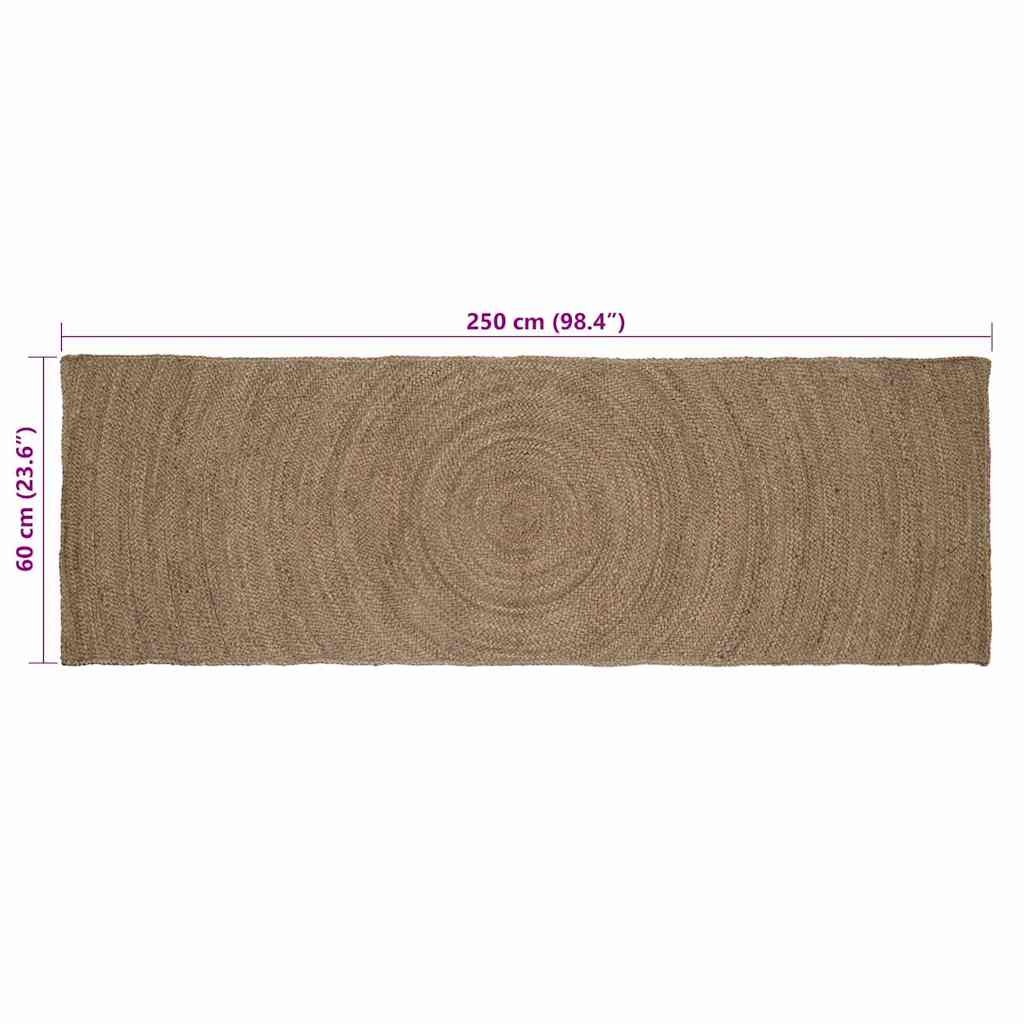 Vloerkleed Jute 60 x 250 cm Grijs