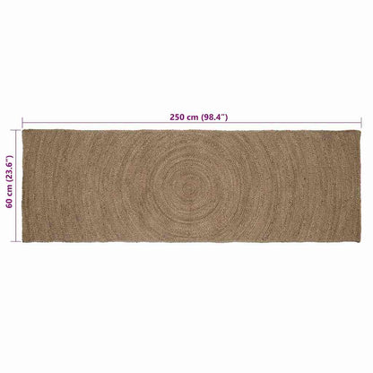 Vloerkleed Jute 60 x 250 cm Grijs