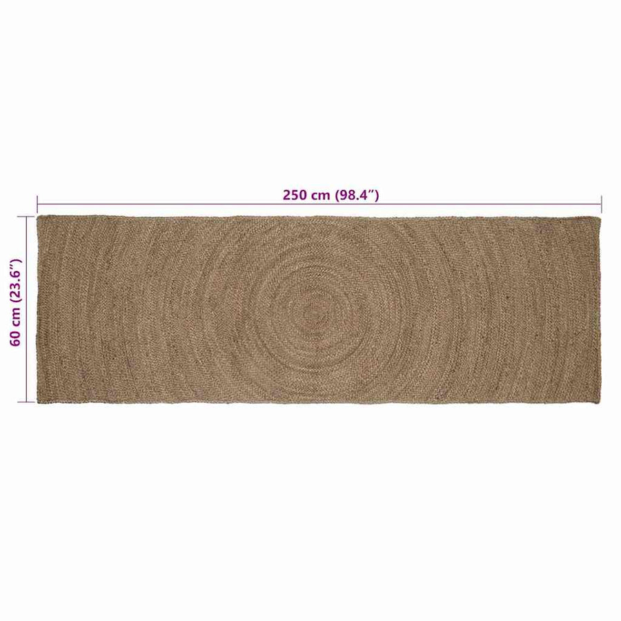 Vloerkleed Jute 60 x 250 cm Grijs