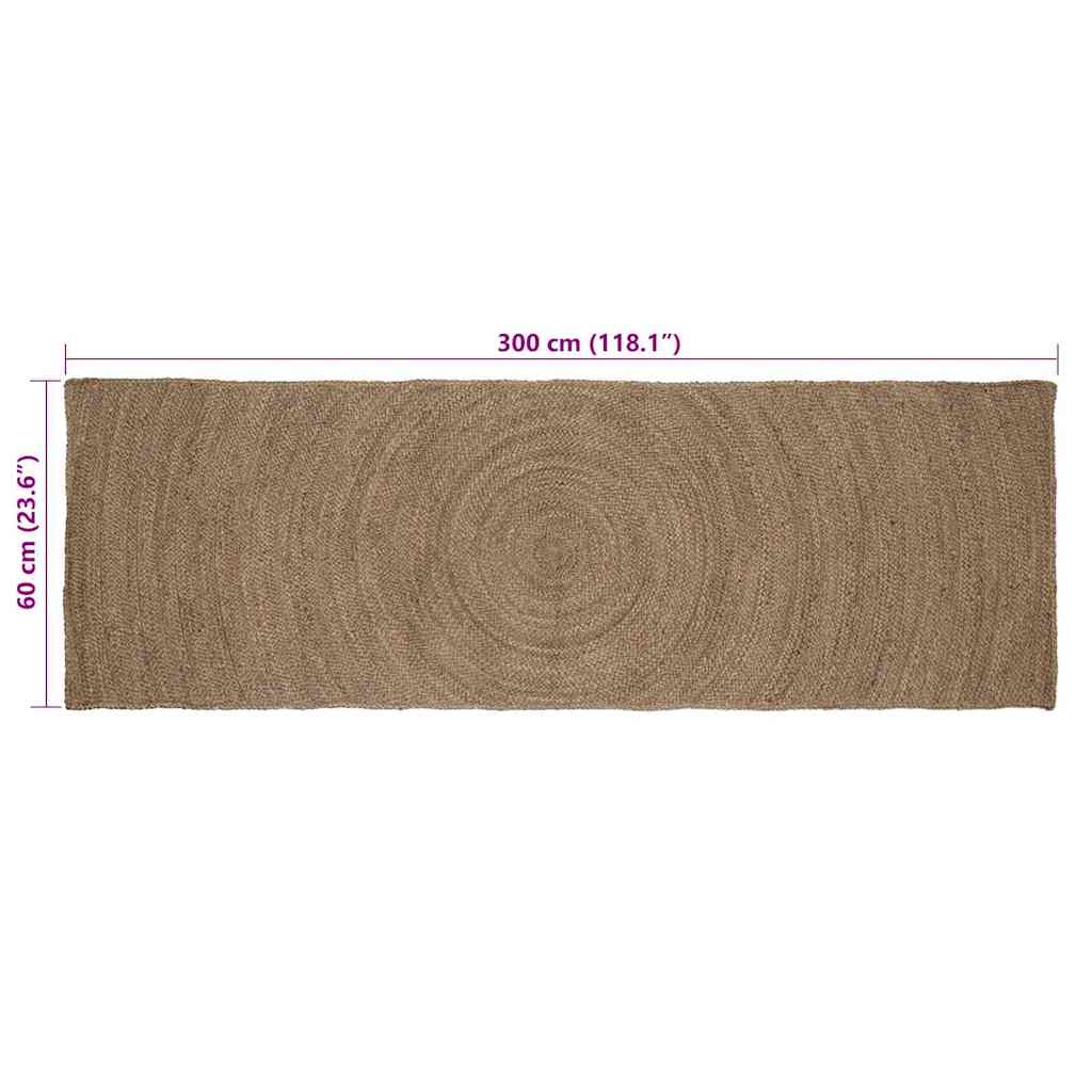 Vloerkleed Jute 60 x 300 cm Grijs