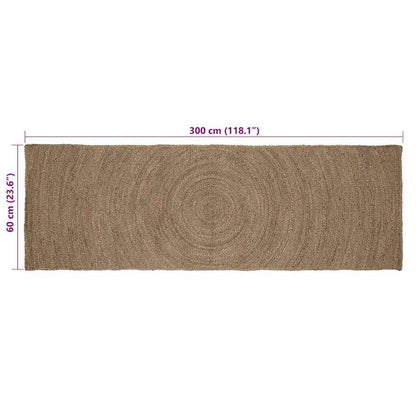 Vloerkleed Jute 60 x 300 cm Grijs