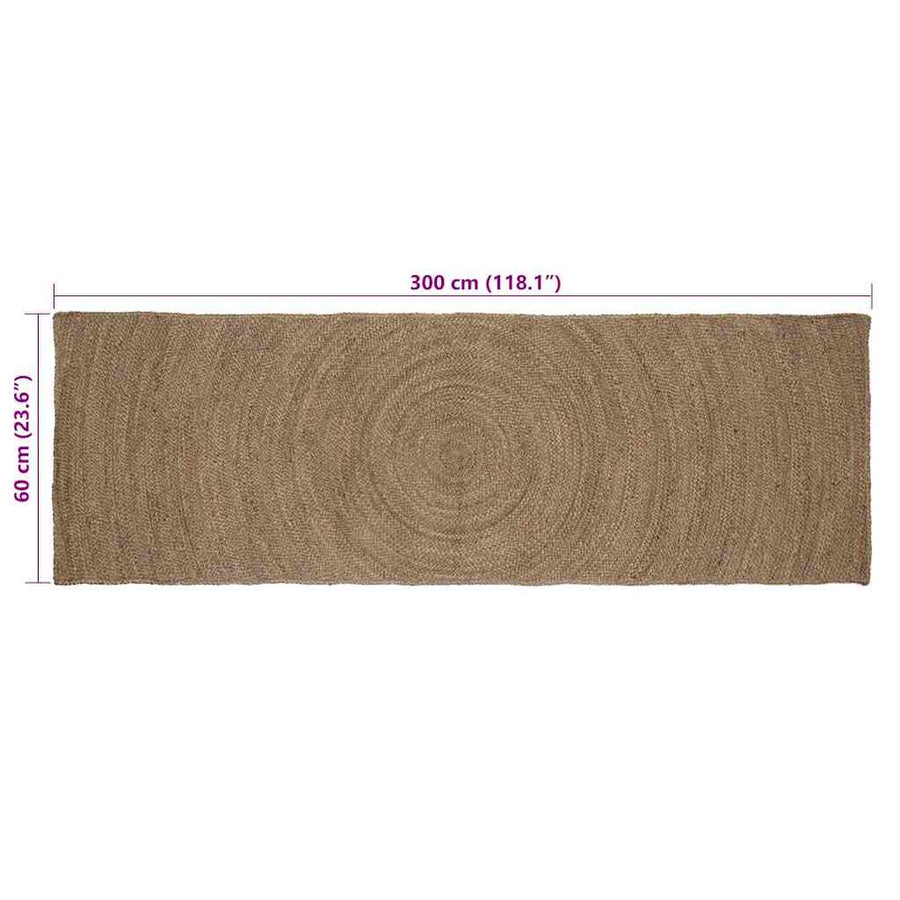 Vloerkleed Jute 60 x 300 cm Grijs