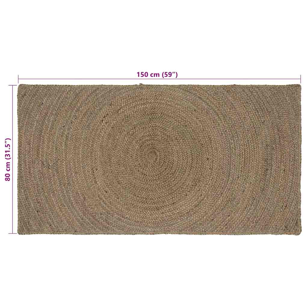 Vloerkleed Jute 80 x 150 cm Grijs