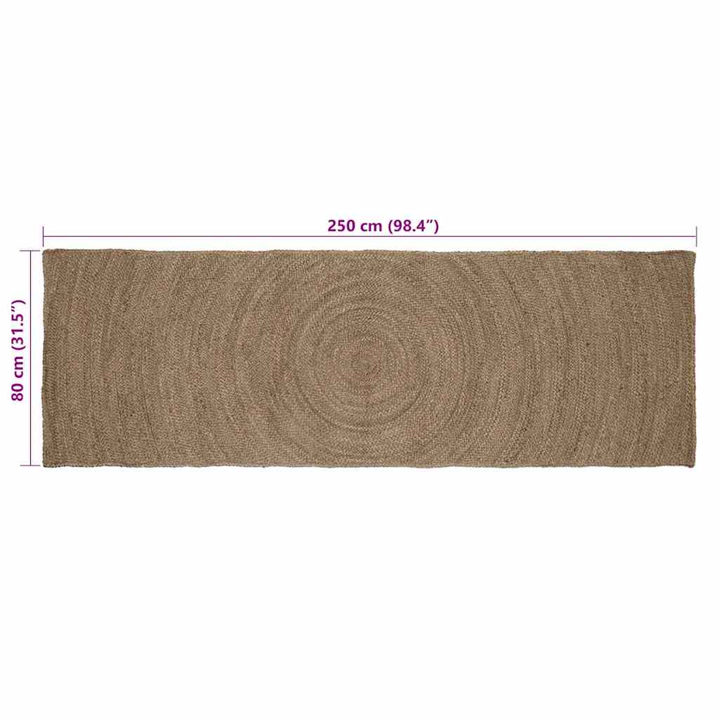 Vloerkleed Jute 80 x 250 cm Grijs