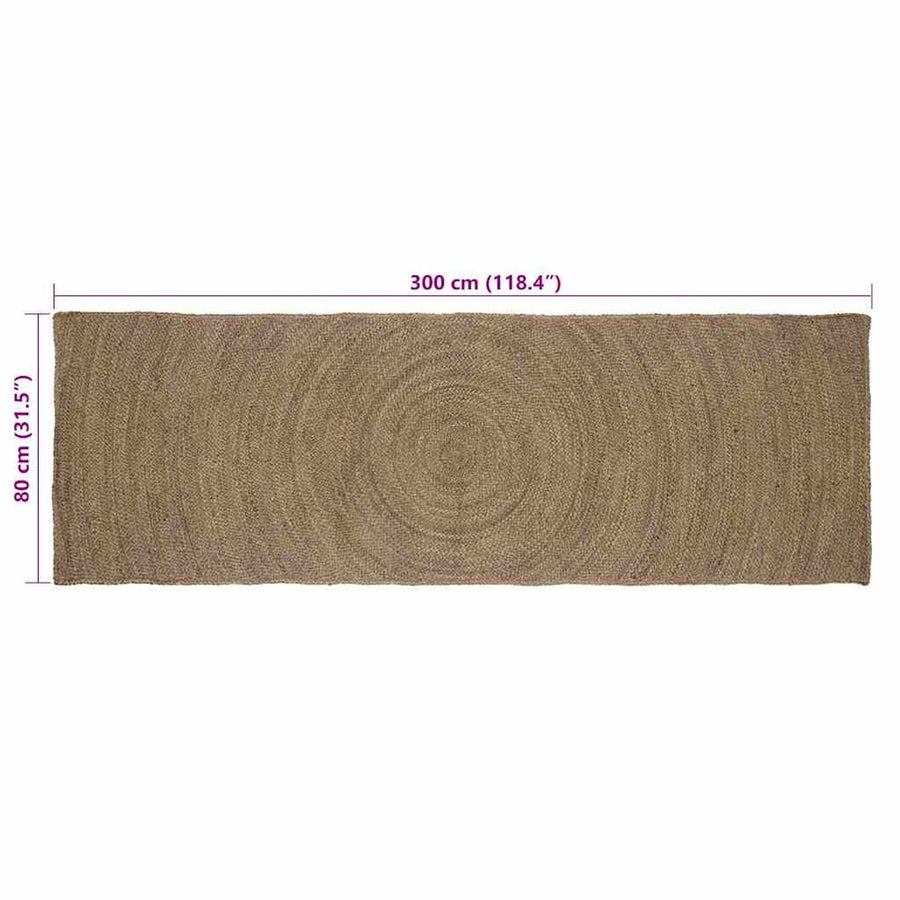 Vloerkleed Jute 80 x 300 cm Grijs