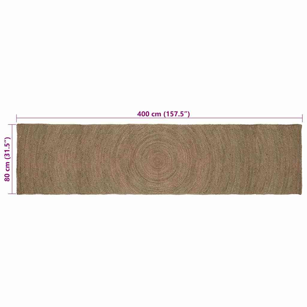 Vloerkleed Jute 80 x 400 cm Grijs