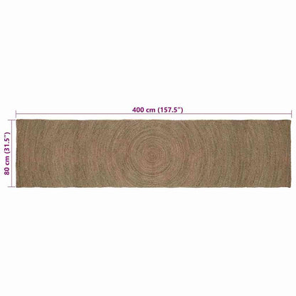 Vloerkleed Jute 80 x 400 cm Grijs
