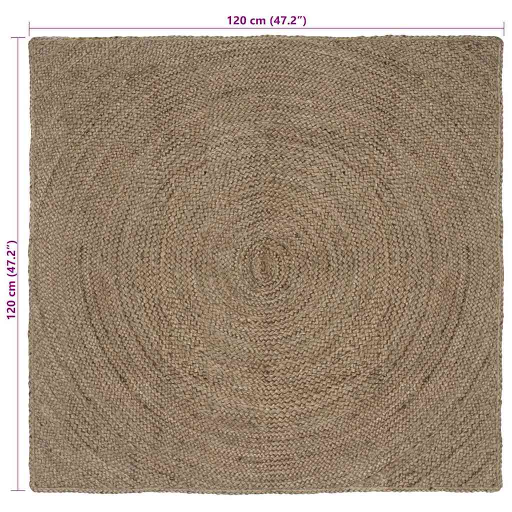 Vloerkleed Jute 120 x 120 cm Grijs