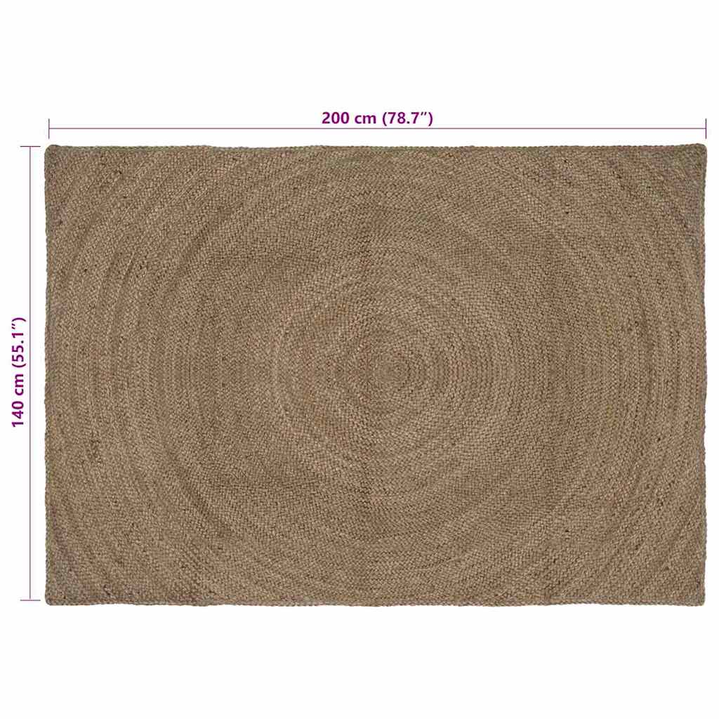 Vloerkleed Jute 140 x 200 cm Grijs