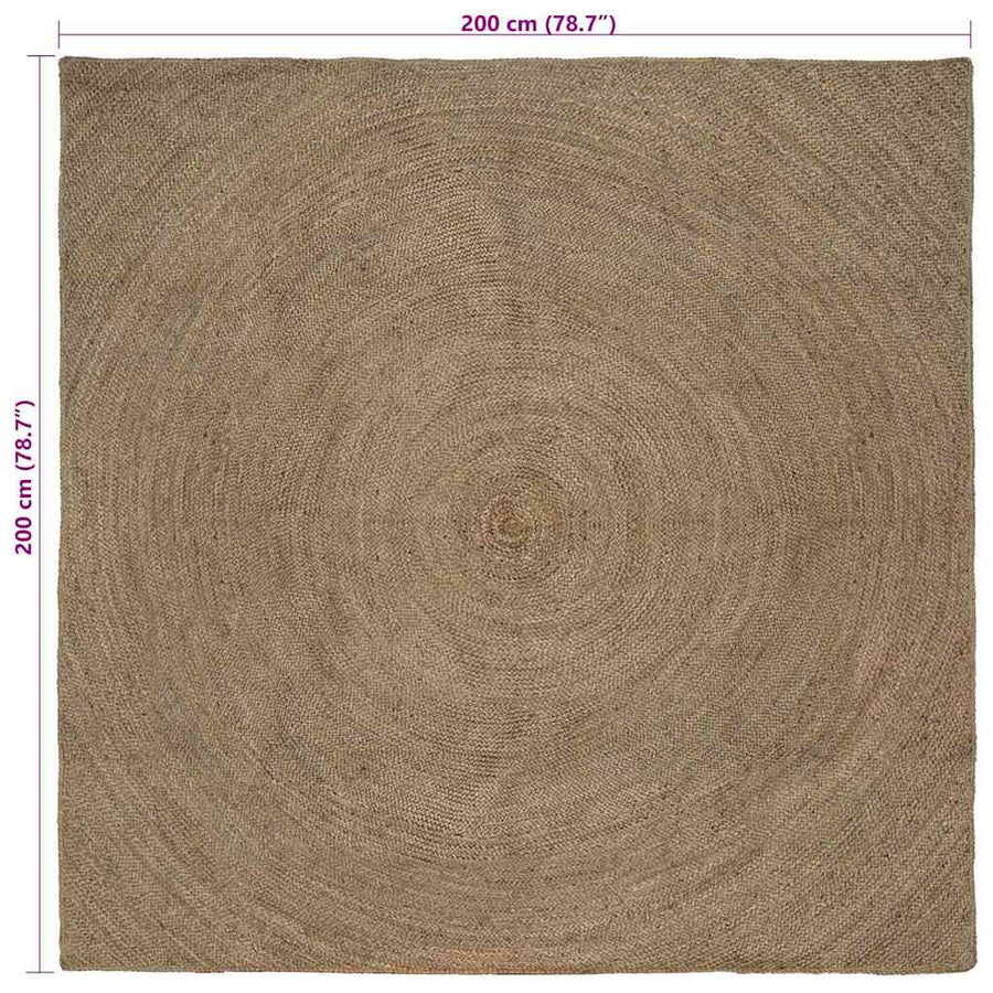 Vloerkleed Jute 200 x 200 cm Grijs