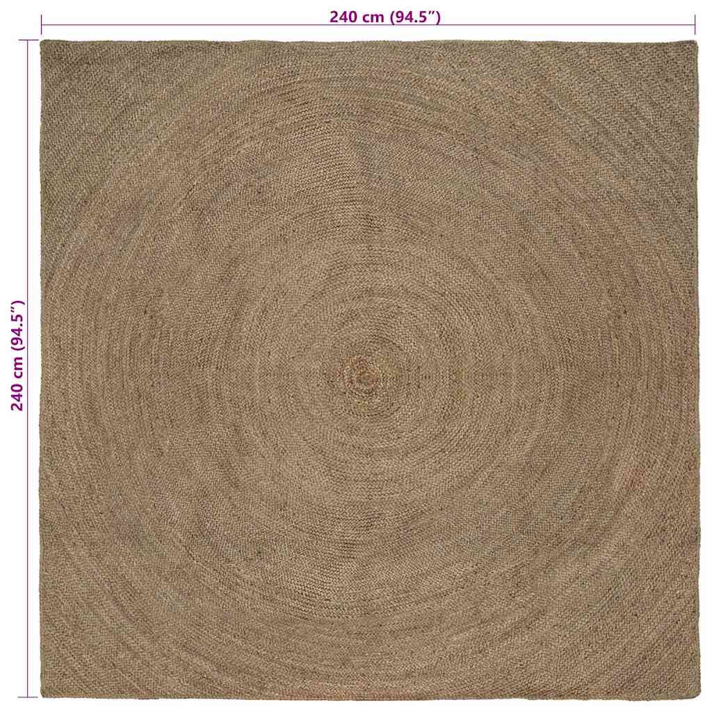 Vloerkleed Jute 240 x 240 cm Grijs