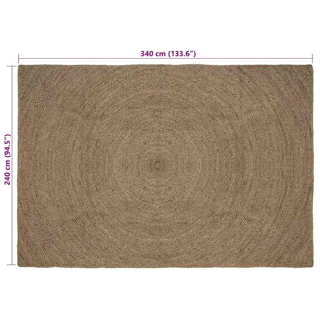 Vloerkleed Jute 240 x 340 cm Grijs