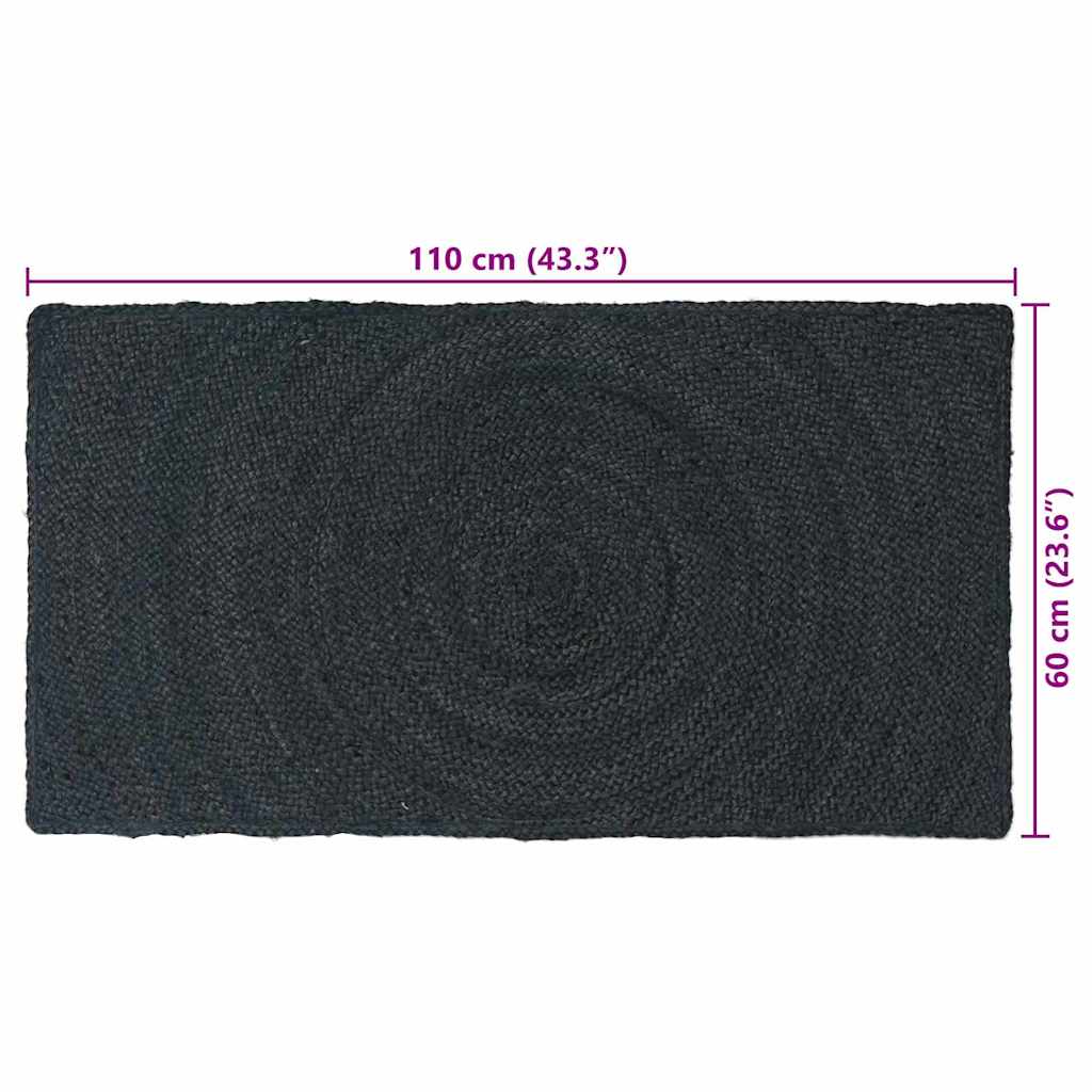 Vloerkleed Jute 60 x 110 cm Donkergrijs