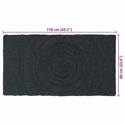 Vloerkleed Jute 60 x 110 cm Donkergrijs