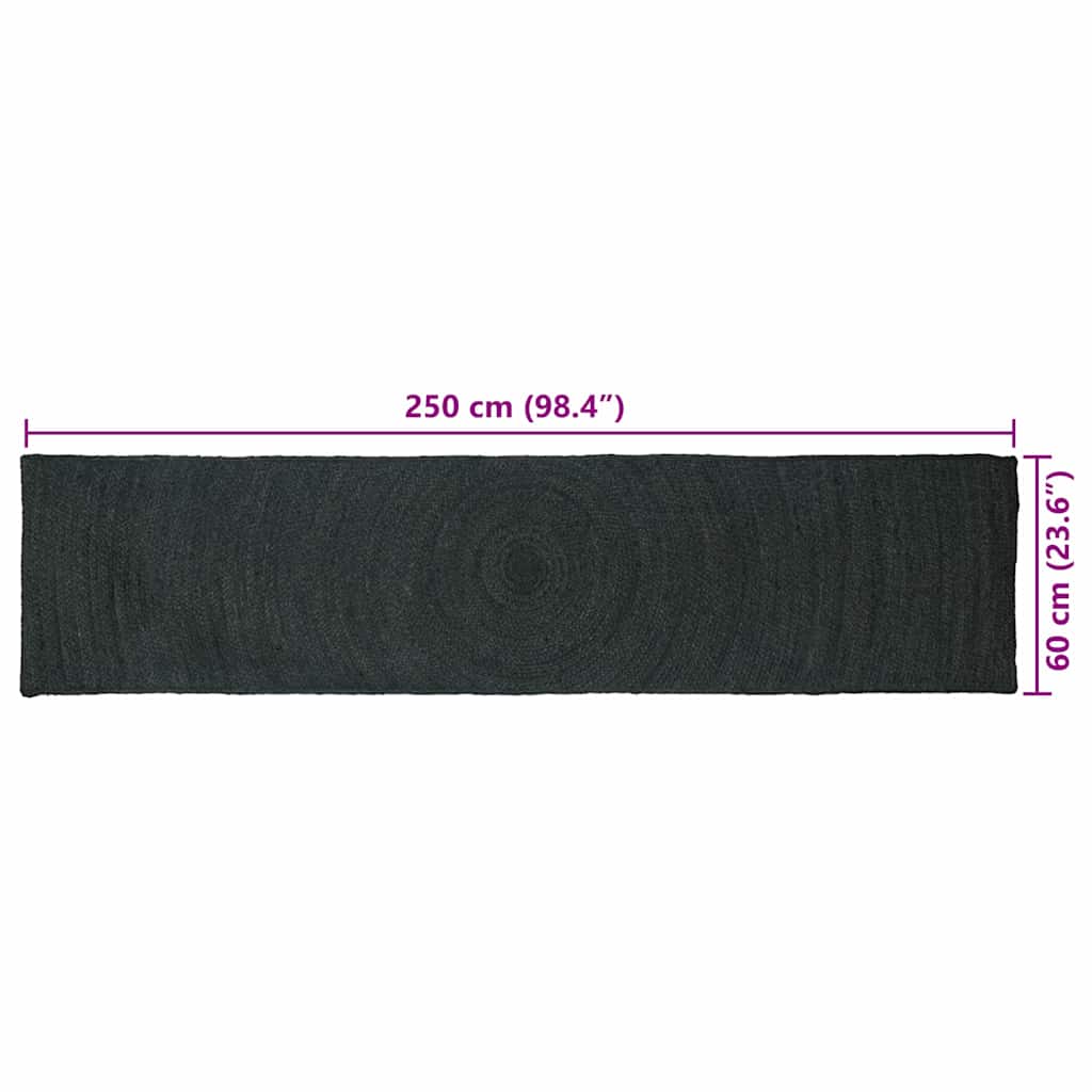Vloerkleed Jute 60 x 250 cm Donkergrijs