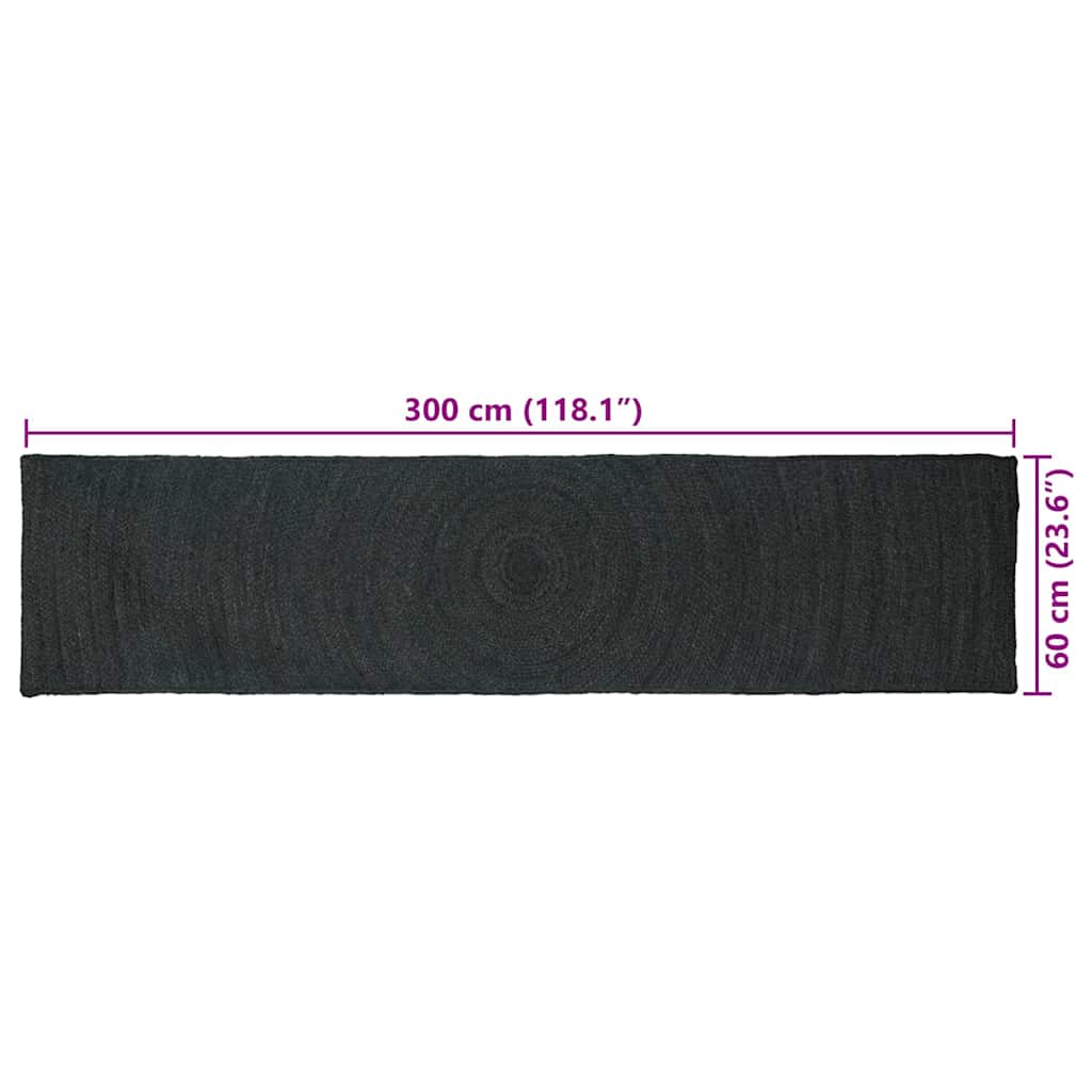 Vloerkleed Jute 60 x 300 cm Donkergrijs