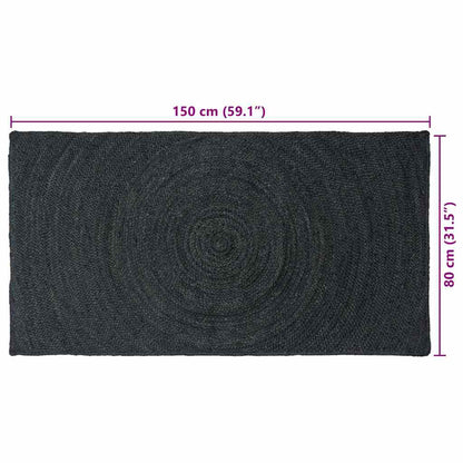 Vloerkleed Jute 80 x 150 cm Donkergrijs