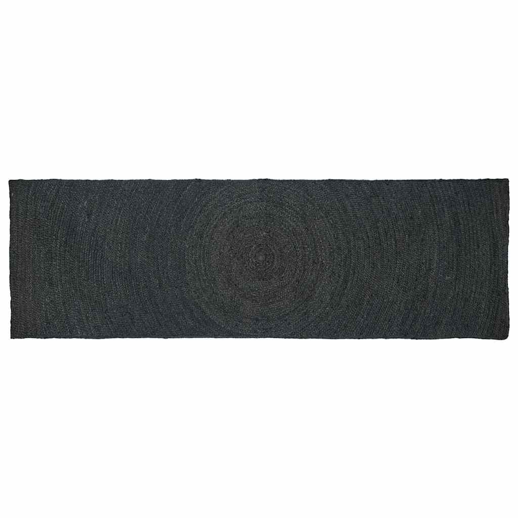 Vloerkleed Jute 80 x 200 cm Donkergrijs