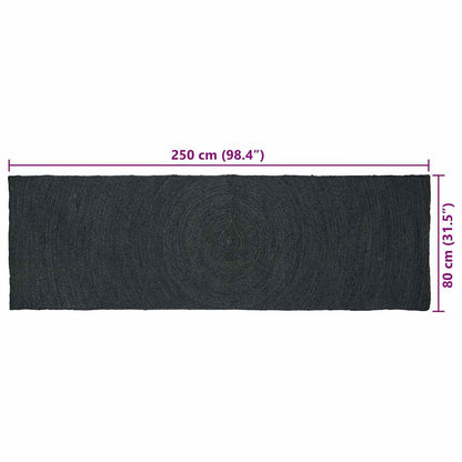 Vloerkleed Jute 80 x 250 cm Donkergrijs