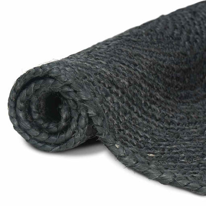 Vloerkleed Jute 80 x 400 cm Donkergrijs