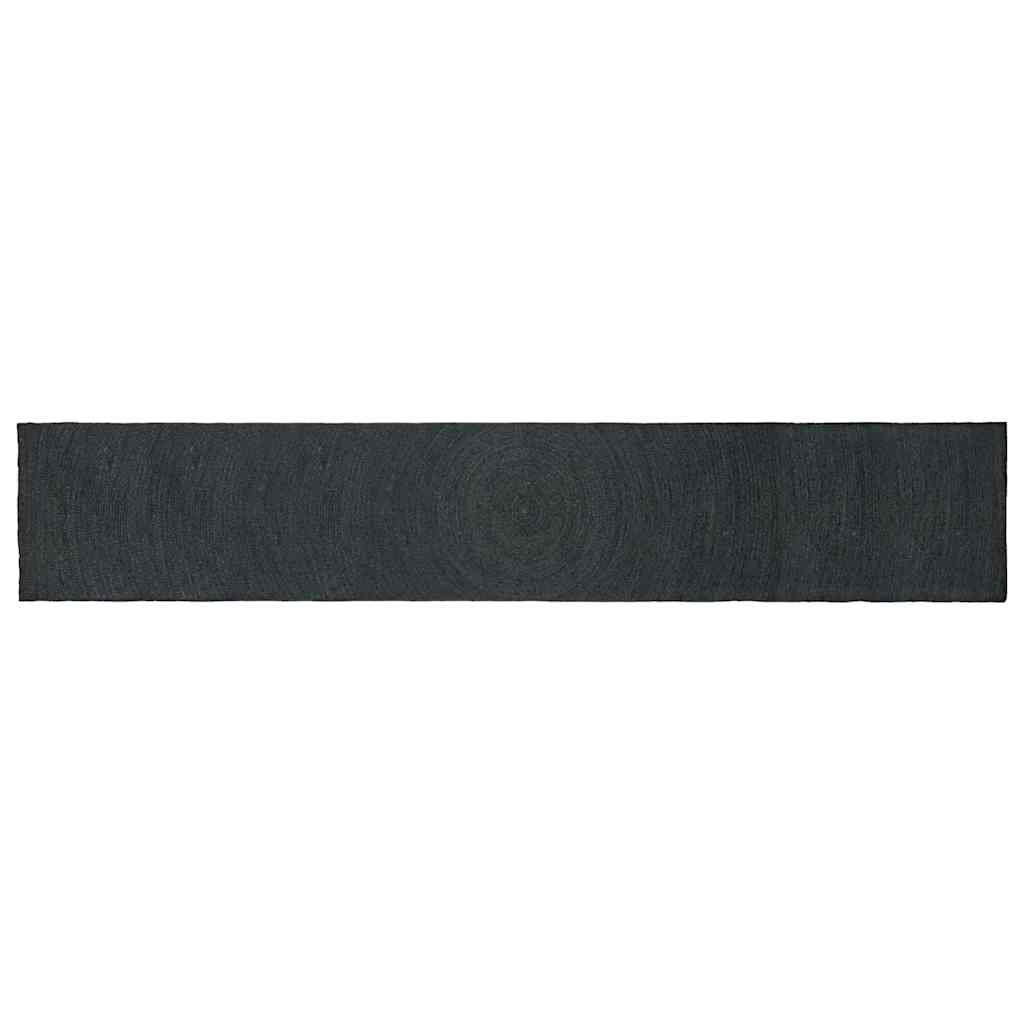 Vloerkleed Jute 80 x 400 cm Donkergrijs