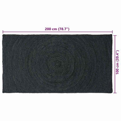 Vloerkleed Jute 100 x 200 cm Donkergrijs