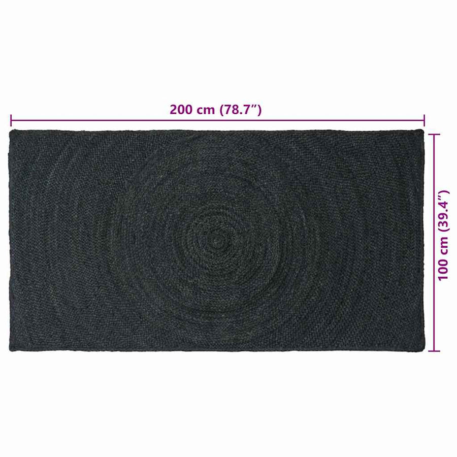 Vloerkleed Jute 100 x 200 cm Donkergrijs