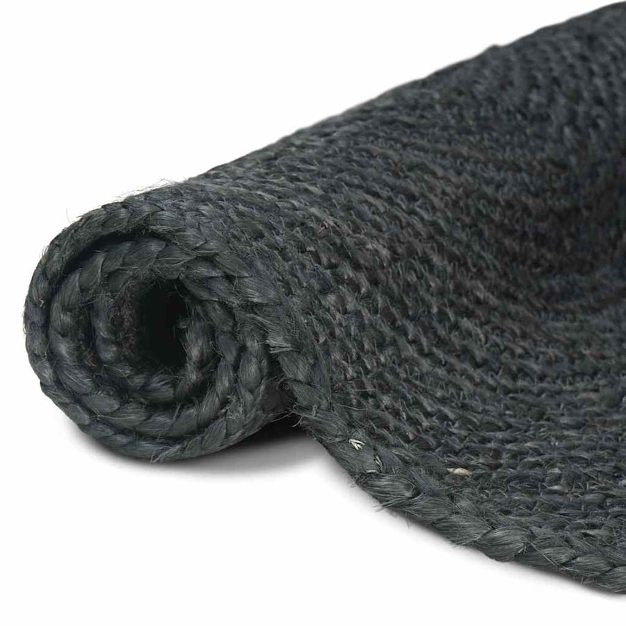 Vloerkleed Jute 120 x 120 cm Donkergrijs