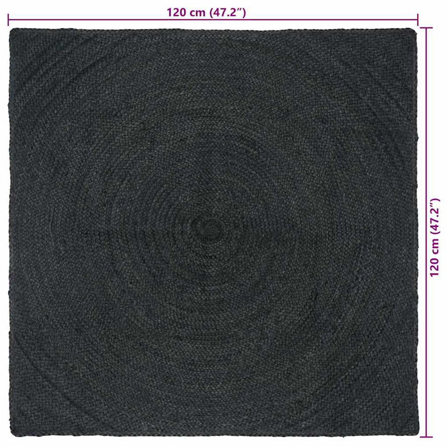 Vloerkleed Jute 120 x 120 cm Donkergrijs