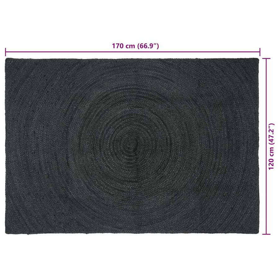Vloerkleed Jute 120 x 170 cm Donkergrijs