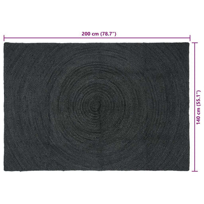 Vloerkleed Jute 140 x 200 cm Donkergrijs
