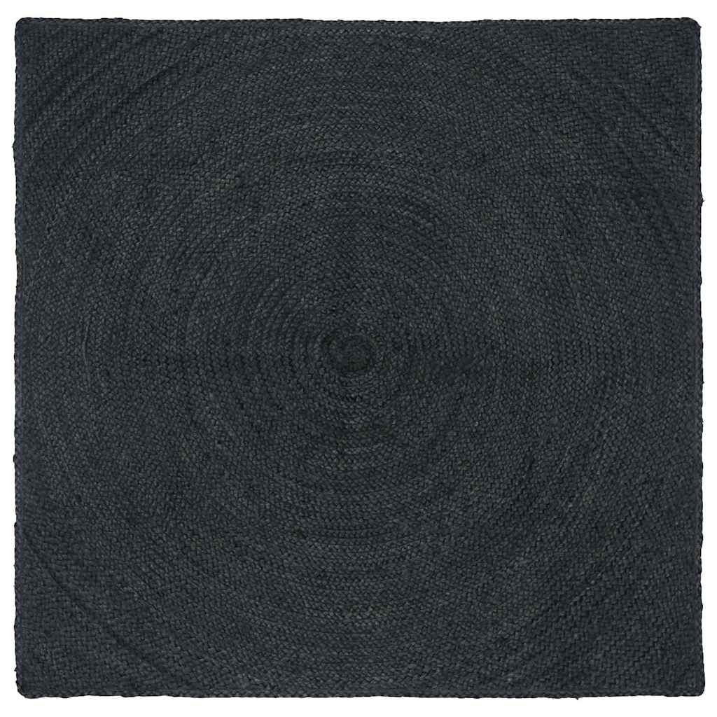 Vloerkleed Jute 160 x 160 cm Donkergrijs